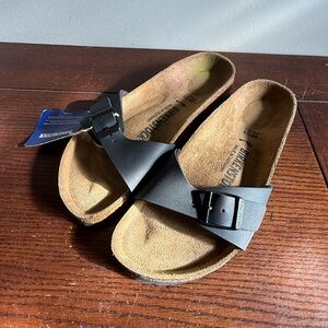 Birkenstock Madrid black sandals 38 narrow NEW